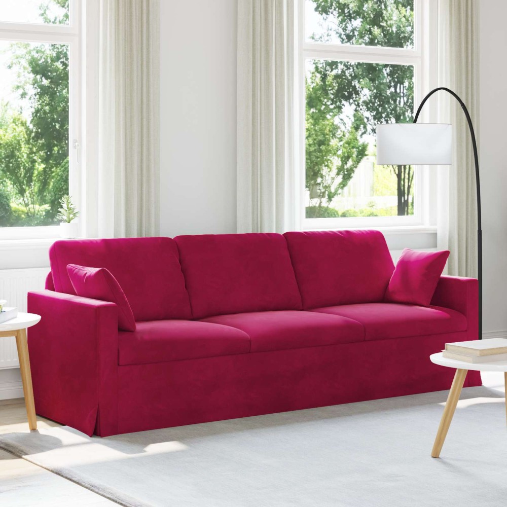 vidaXL Καναπές Κόκκινο 228 x 78 x 80 εκ Βελούδο