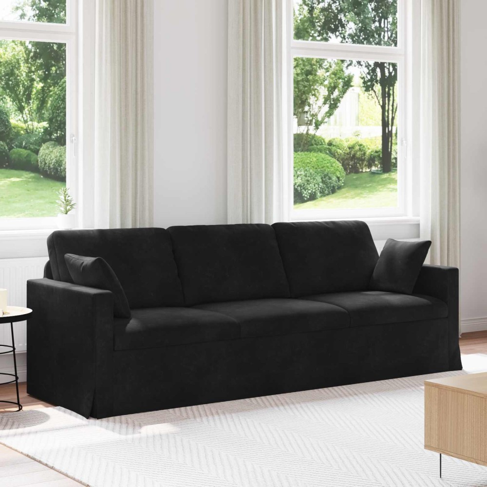 vidaXL Καναπές Μαύρο 228 x 78 x 80 εκ Βελούδο