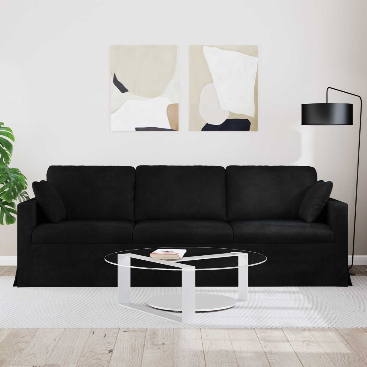 vidaXL Καναπές Μαύρο 228 x 78 x 80 εκ Βελούδο