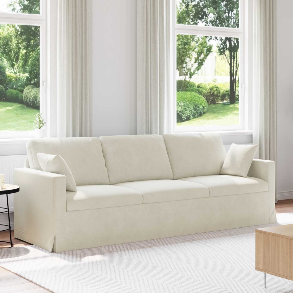 vidaXL Καναπές Κρεμ 228 x 78 x 80 εκ Βελούδο