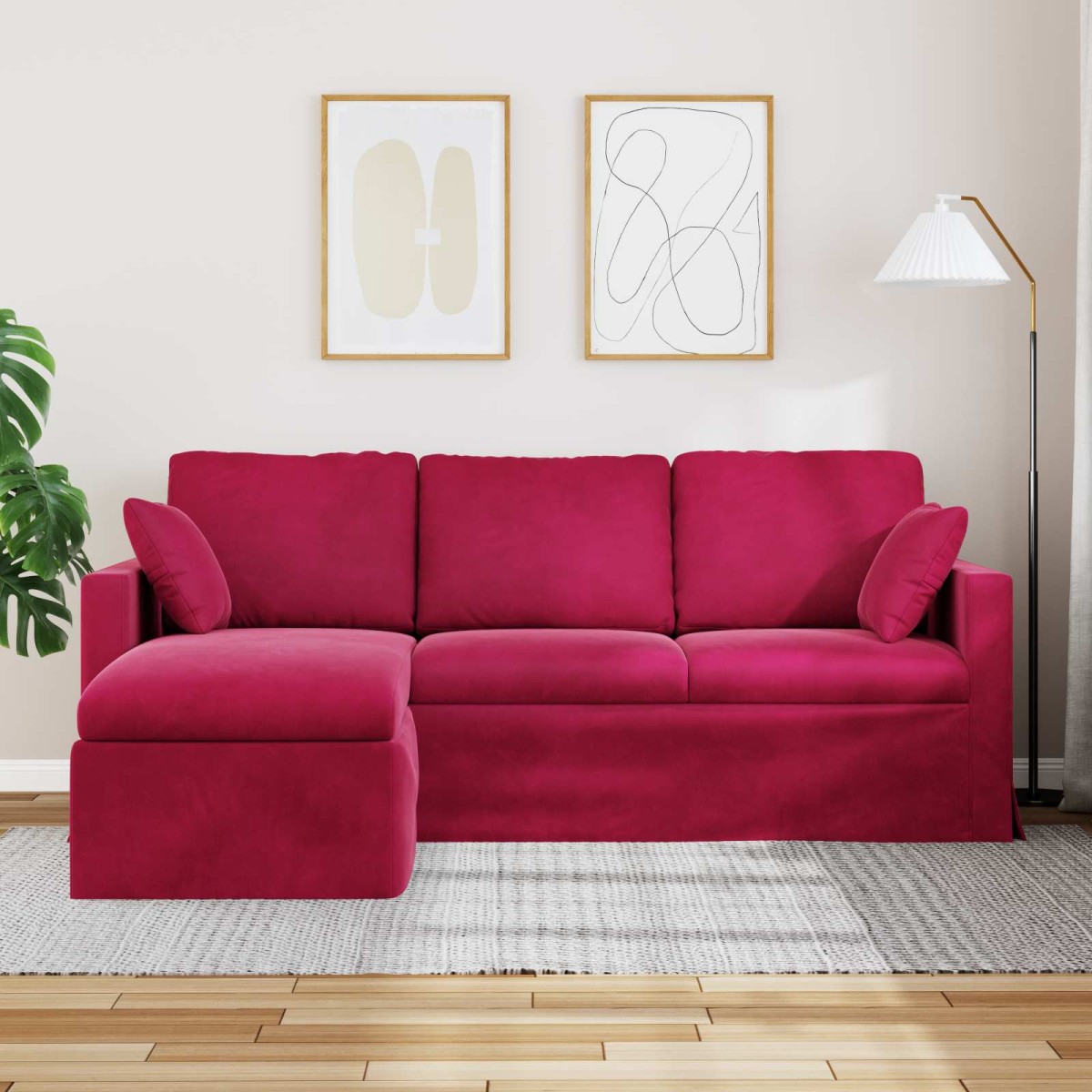vidaXL Καναπές Κόκκινο 198 x 134 x 80 εκ Βελούδο