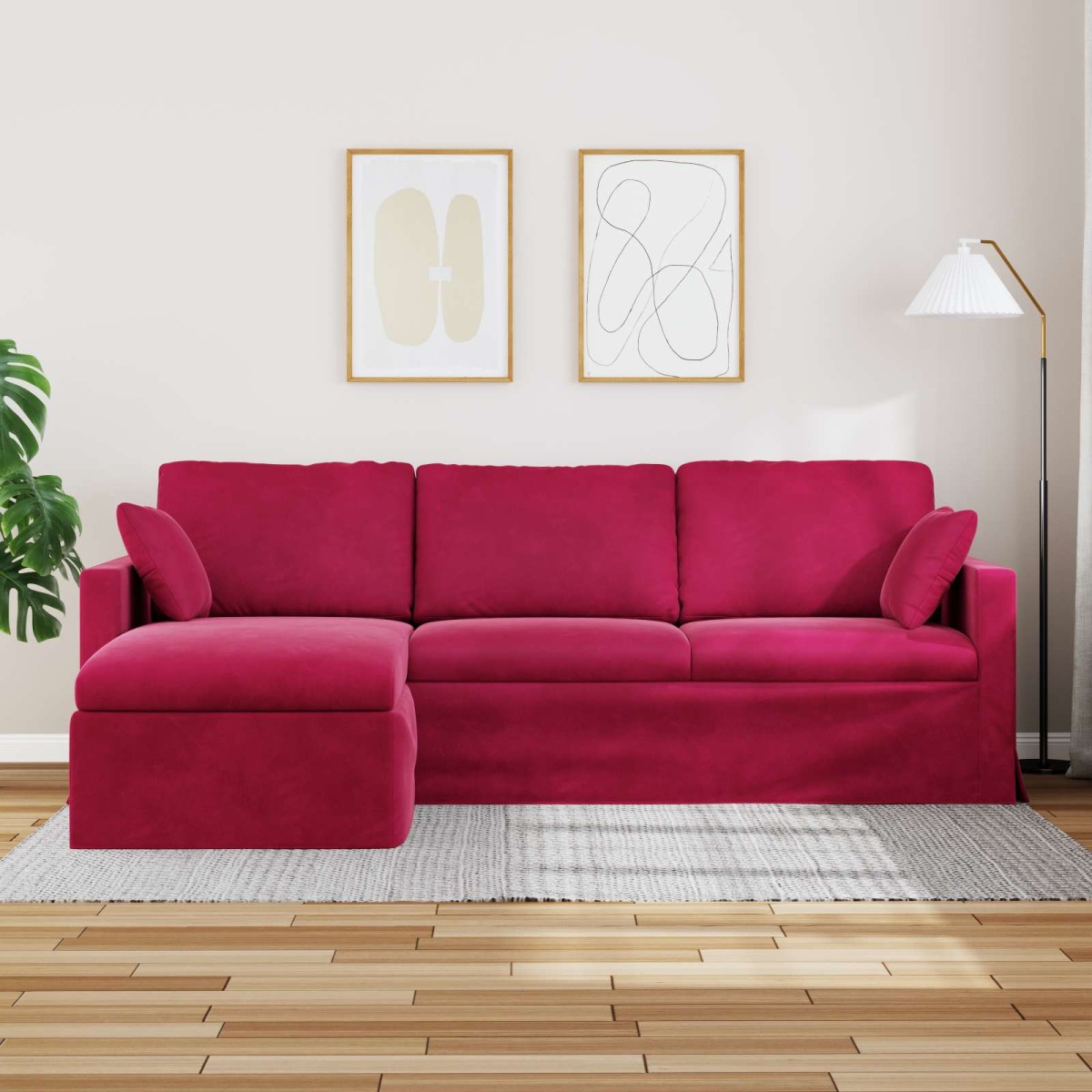 vidaXL Καναπές Κόκκινο 228 x 134 x 80 εκ Βελούδο