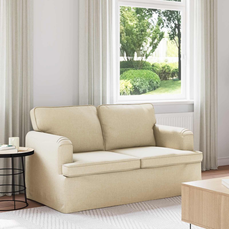 vidaXL Καναπές Κρεμ 144 x 80 x 85 εκ ύφασμα
