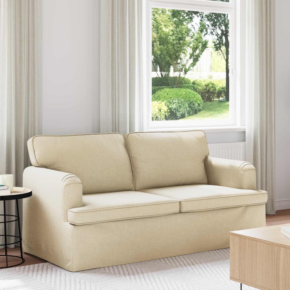 vidaXL Καναπές Κρεμ 162 x 80 x 85 εκ ύφασμα