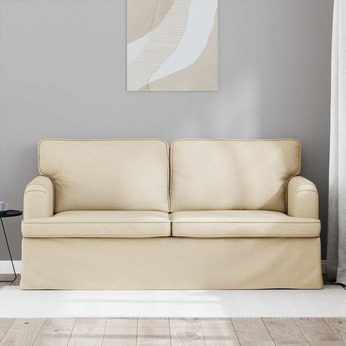 vidaXL Καναπές Κρεμ 162 x 80 x 85 εκ ύφασμα