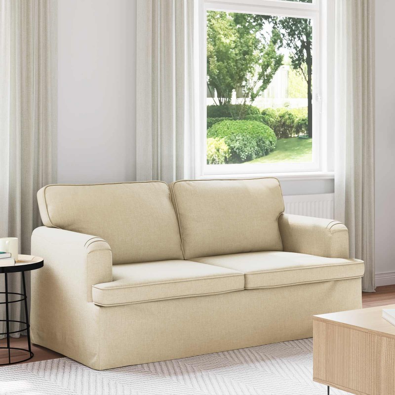 vidaXL Καναπές Κρεμ 162 x 80 x 85 εκ ύφασμα