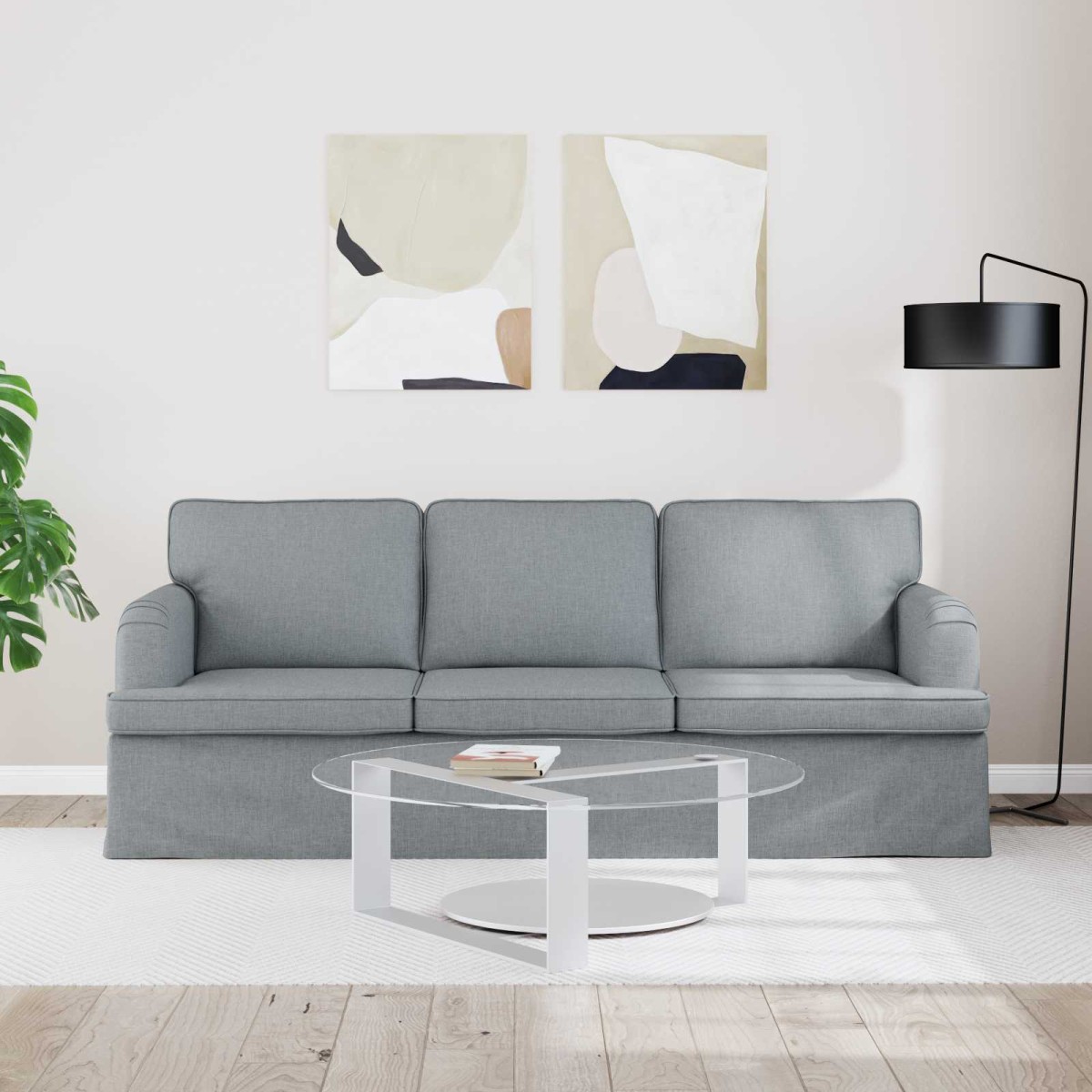 vidaXL Καναπές Ανοιχτό γκρι 201 x 80 x 85 εκ ύφασμα