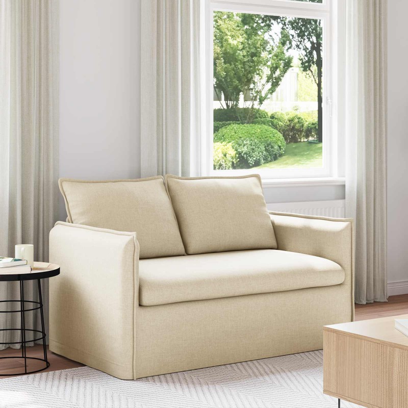 vidaXL Καναπές Κρεμ 136 x 82 x 85 εκ ύφασμα