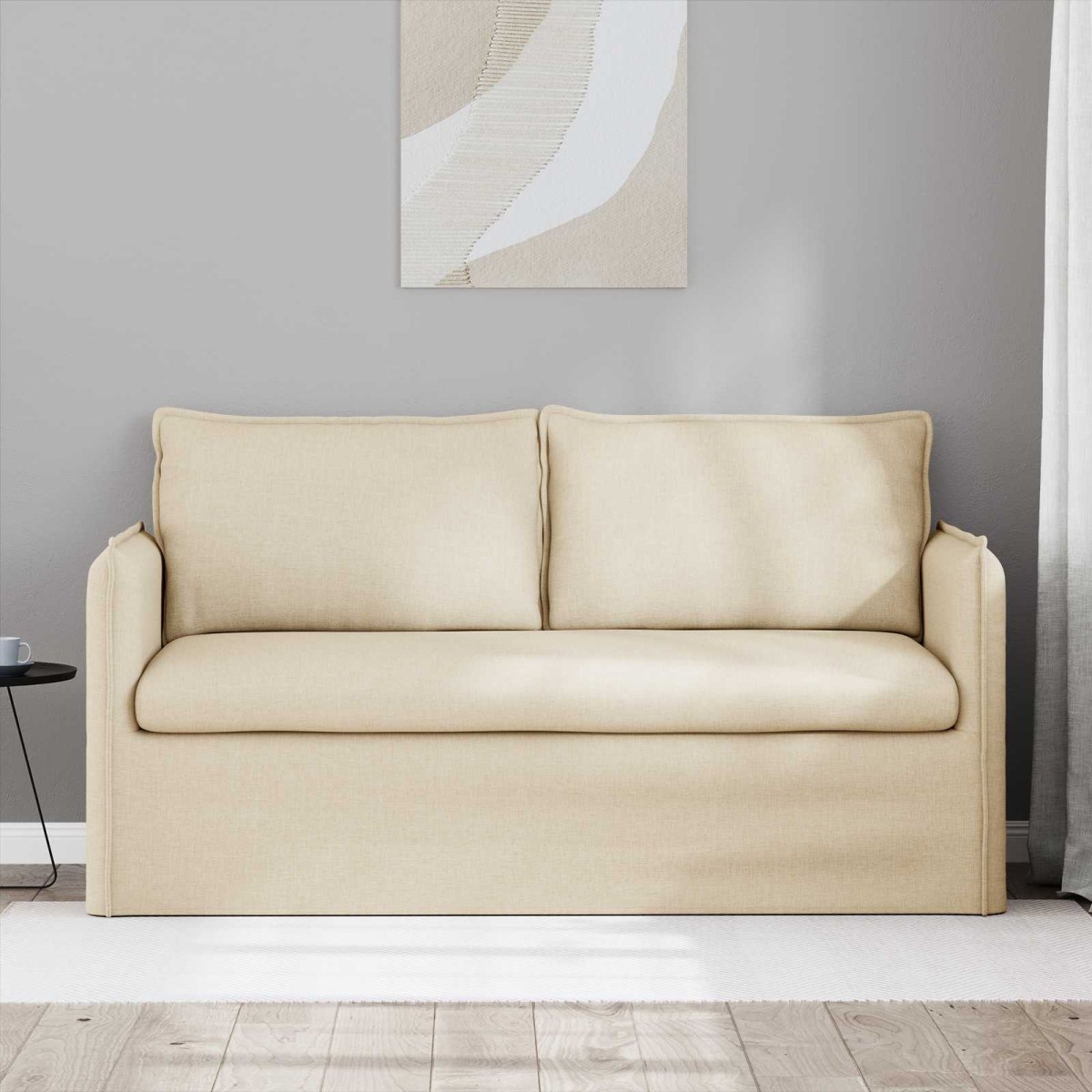 vidaXL Καναπές Κρεμ 156 x 82 x 85 εκ ύφασμα