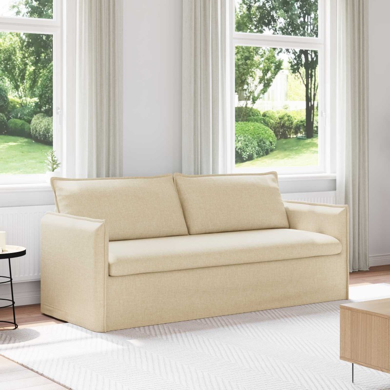 vidaXL Καναπές Κρεμ 196 x 82 x 85 εκ ύφασμα