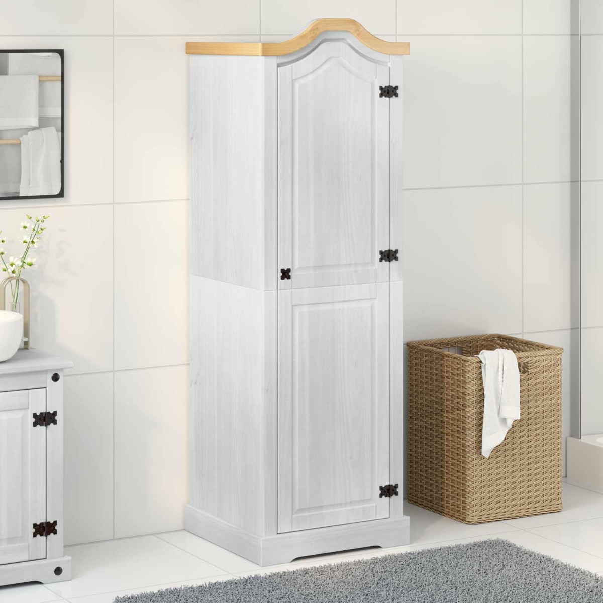 vidaXL Ντουλάπες Λευκό 55 x 52 x 170 εκ Στερεά ξυλεία πεύκου