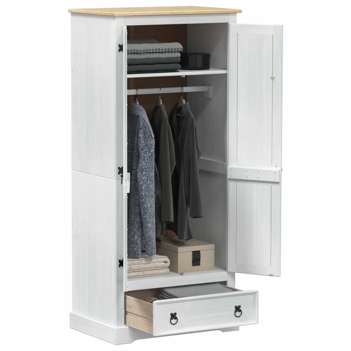 vidaXL Ντουλάπες με ράφι Λευκό 76 x 50 x 170 εκ. Στερεά ξυλεία πεύκου