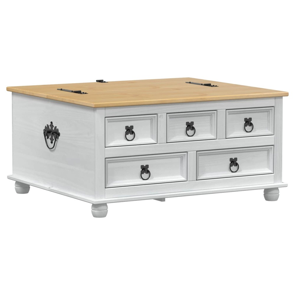 vidaXL storage box με ράφι Λευκό 90 x78 x 45 εκ Στερεά ξυλεία πεύκου