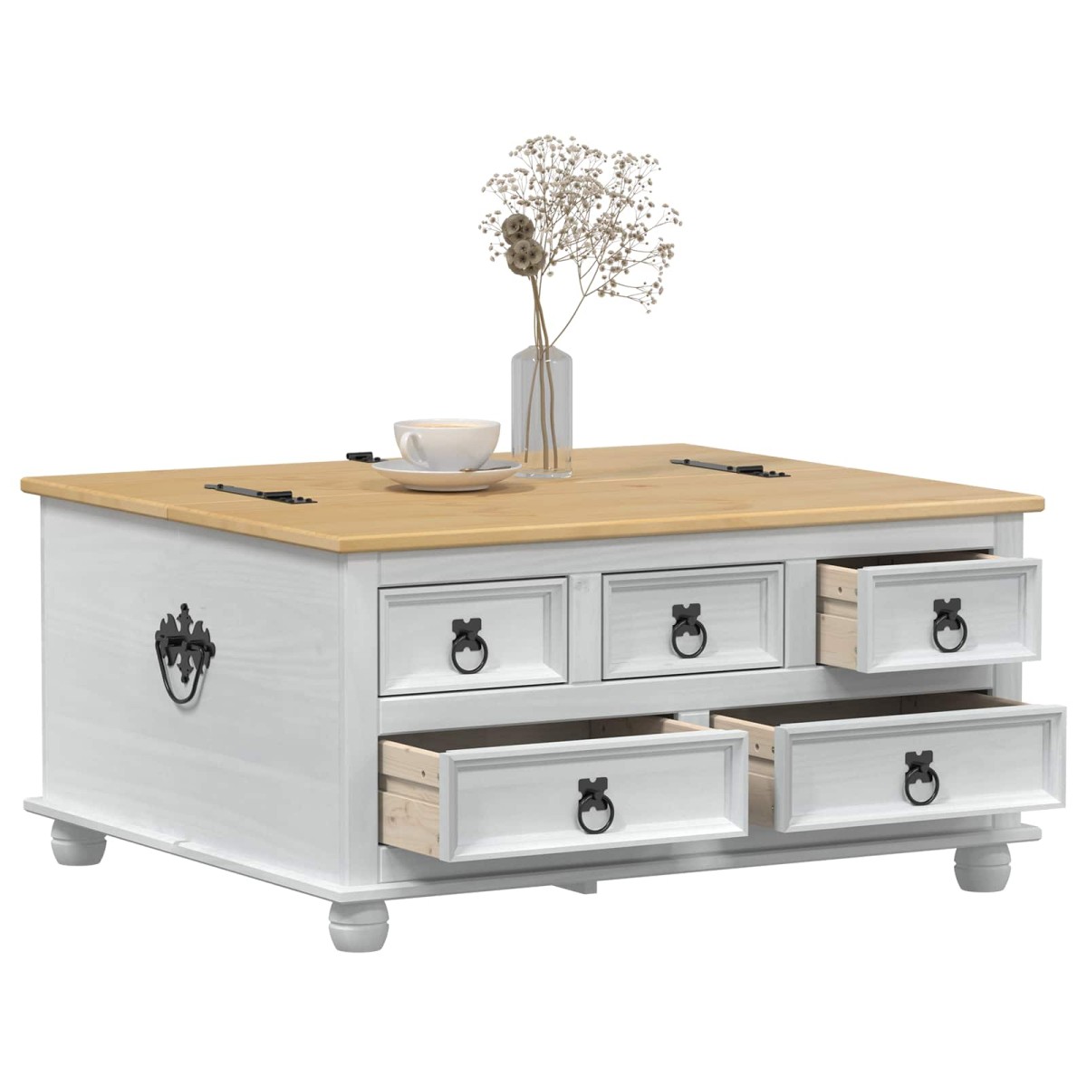 vidaXL storage box με ράφι Λευκό 90 x78 x 45 εκ Στερεά ξυλεία πεύκου