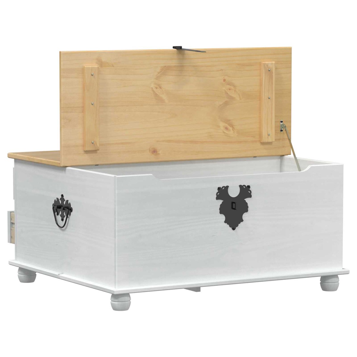 vidaXL storage box με ράφι Λευκό 90 x78 x 45 εκ Στερεά ξυλεία πεύκου