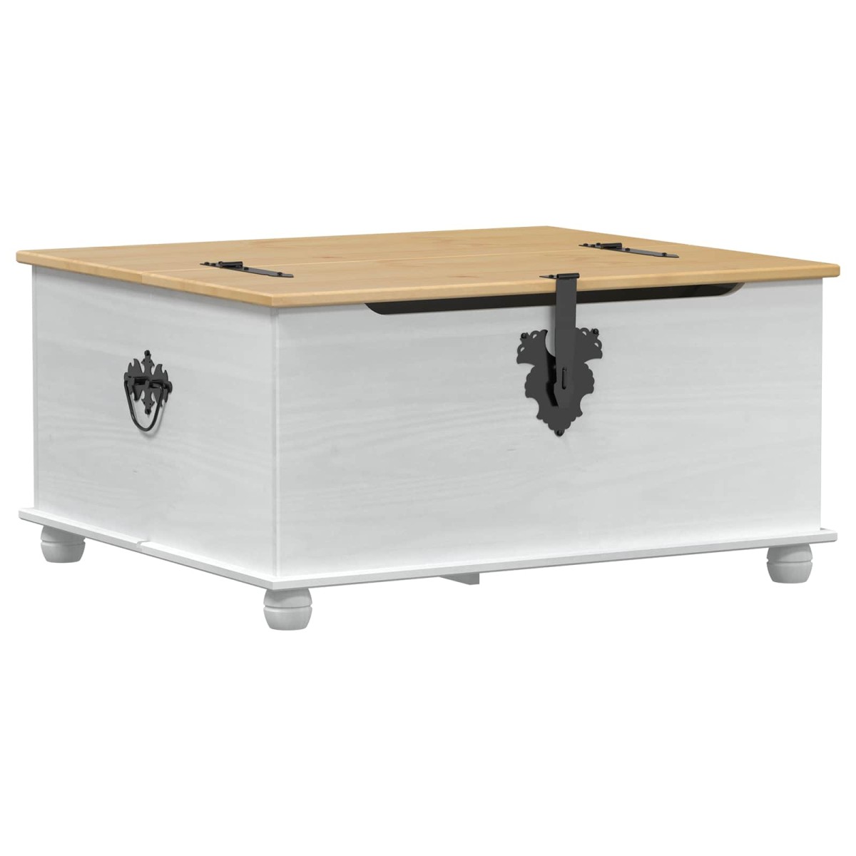 vidaXL storage box με ράφι Λευκό 90 x78 x 45 εκ Στερεά ξυλεία πεύκου