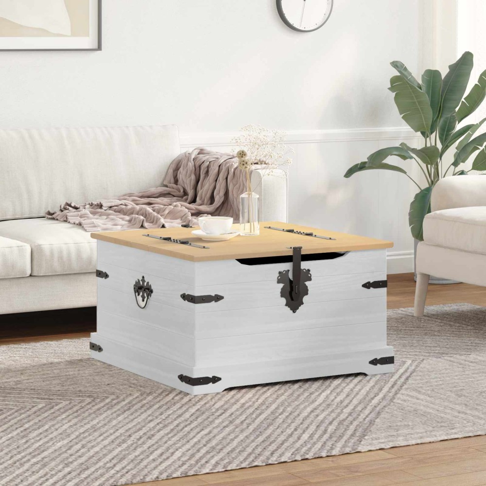 vidaXL storage box με ράφι Λευκό 78 x 78 x 45 εκ. Στερεά ξυλεία πεύκου