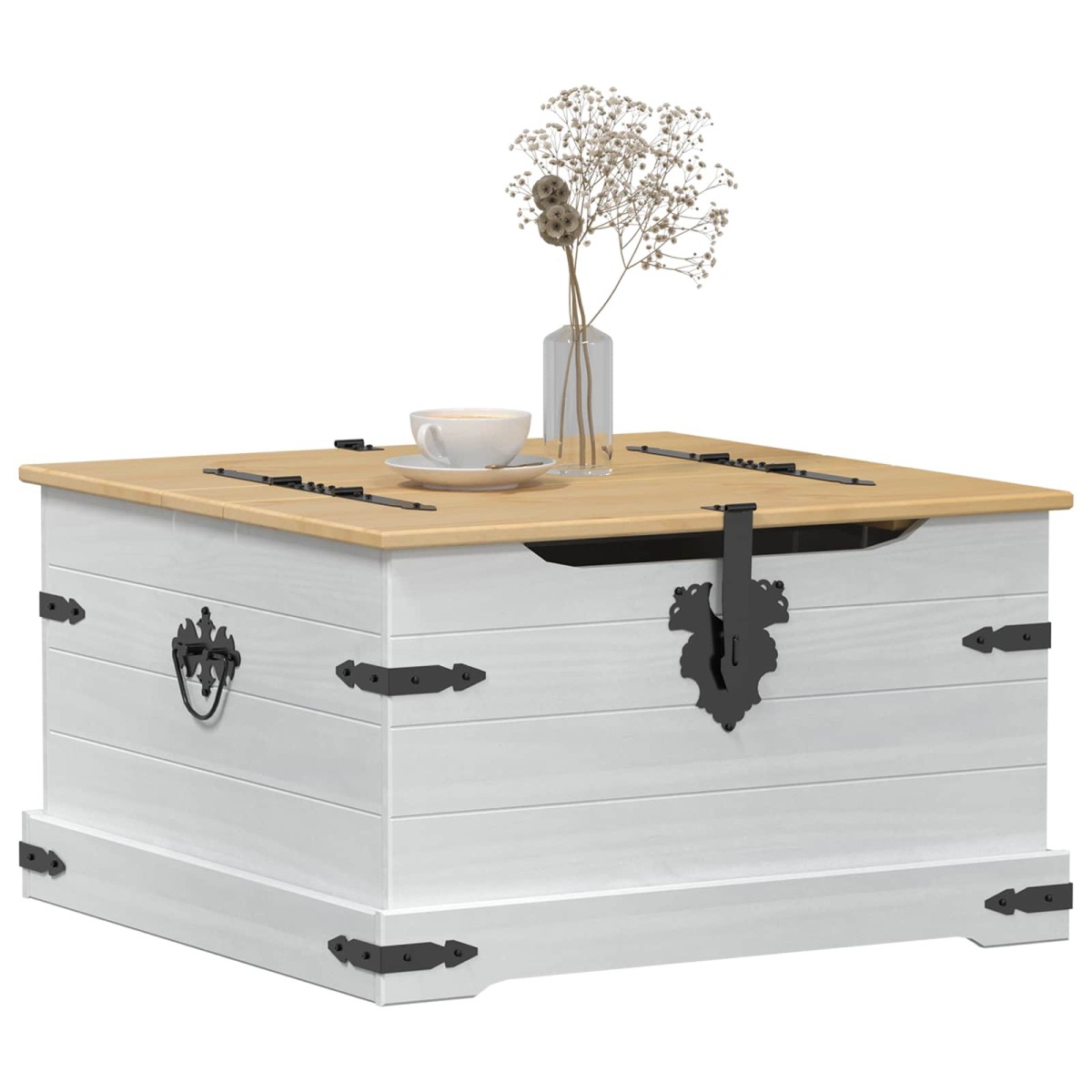 vidaXL storage box με ράφι Λευκό 78 x 78 x 45 εκ. Στερεά ξυλεία πεύκου