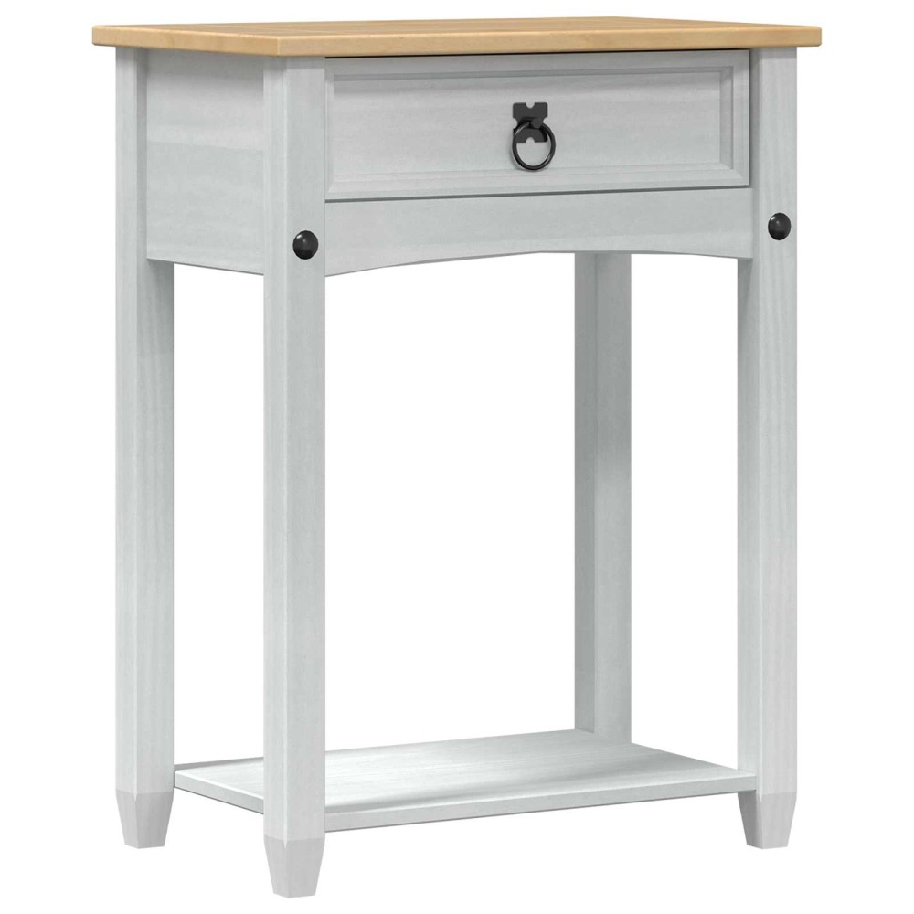 vidaXL Κονσόλα με συρτάρι Λευκό 55 x 35 x 73 εκ Στερεά ξυλεία πεύκου