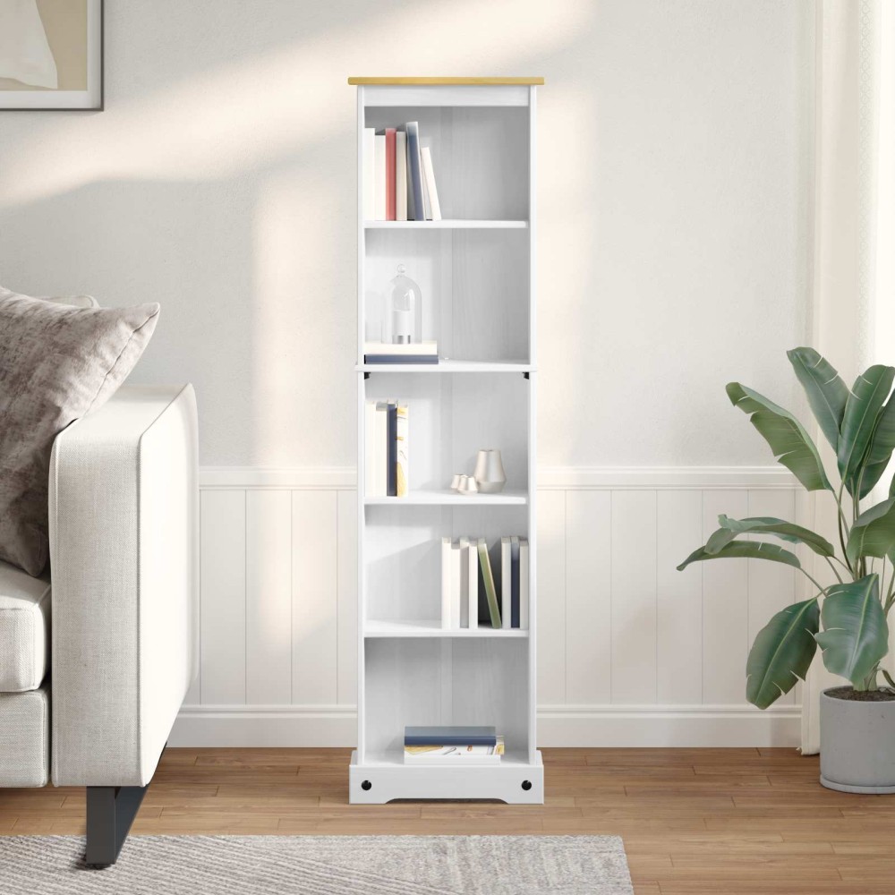 vidaXL Βιβλιοθήκη 46 x 20 x 170 εκ. Στερεά ξυλεία πεύκου Λευκό