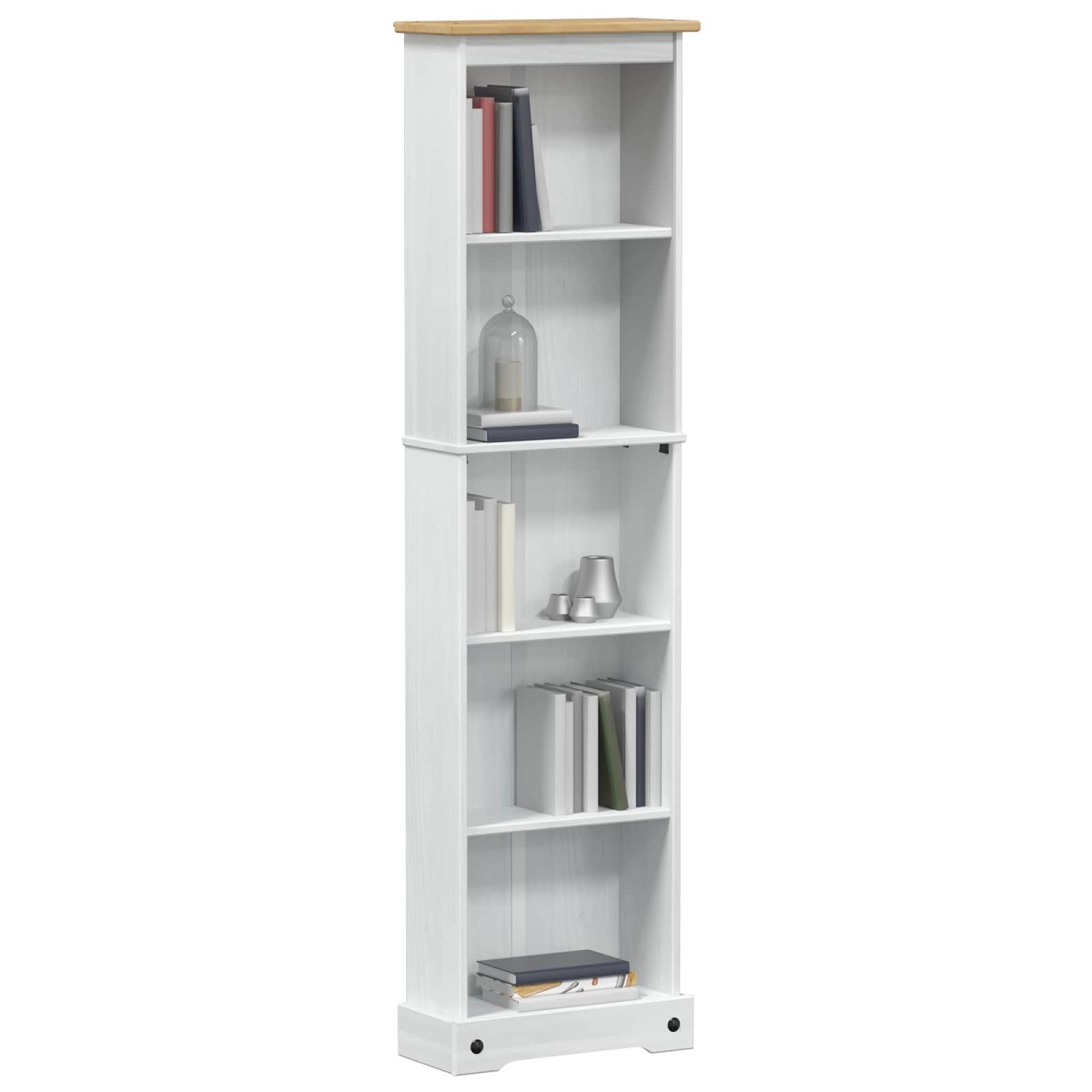 vidaXL Βιβλιοθήκη 46 x 20 x 170 εκ. Στερεά ξυλεία πεύκου Λευκό