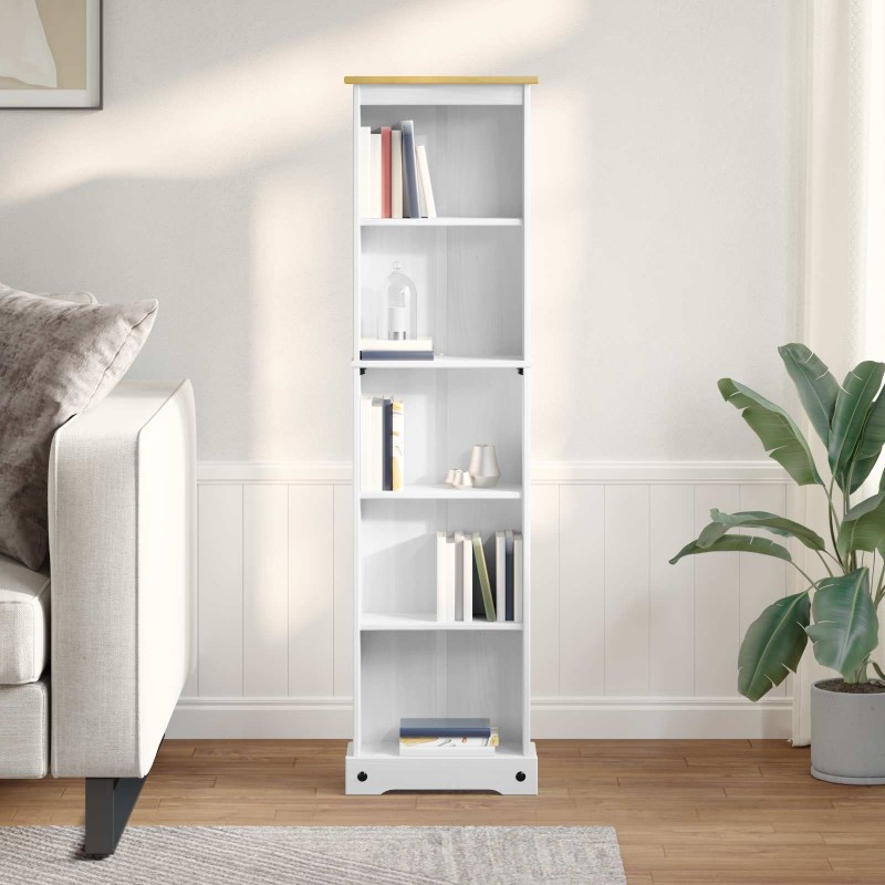 vidaXL Βιβλιοθήκη 46 x 20 x 170 εκ. Στερεά ξυλεία πεύκου Λευκό