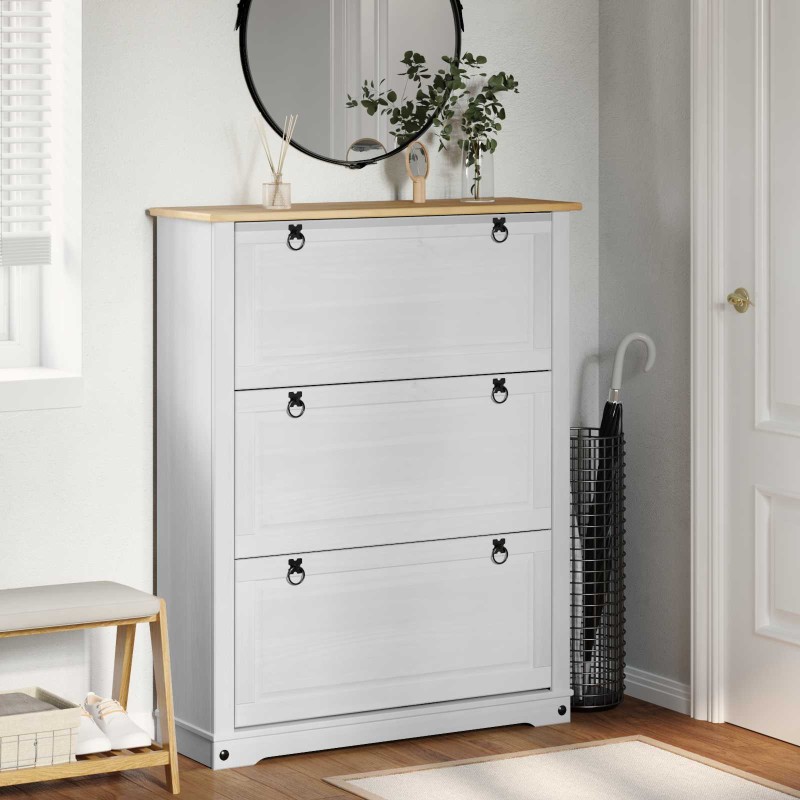 vidaXL Ντουλάπα Παπουτσιών με συρτάρι Corona Λευκό 99 x 32 x 122 εκ.