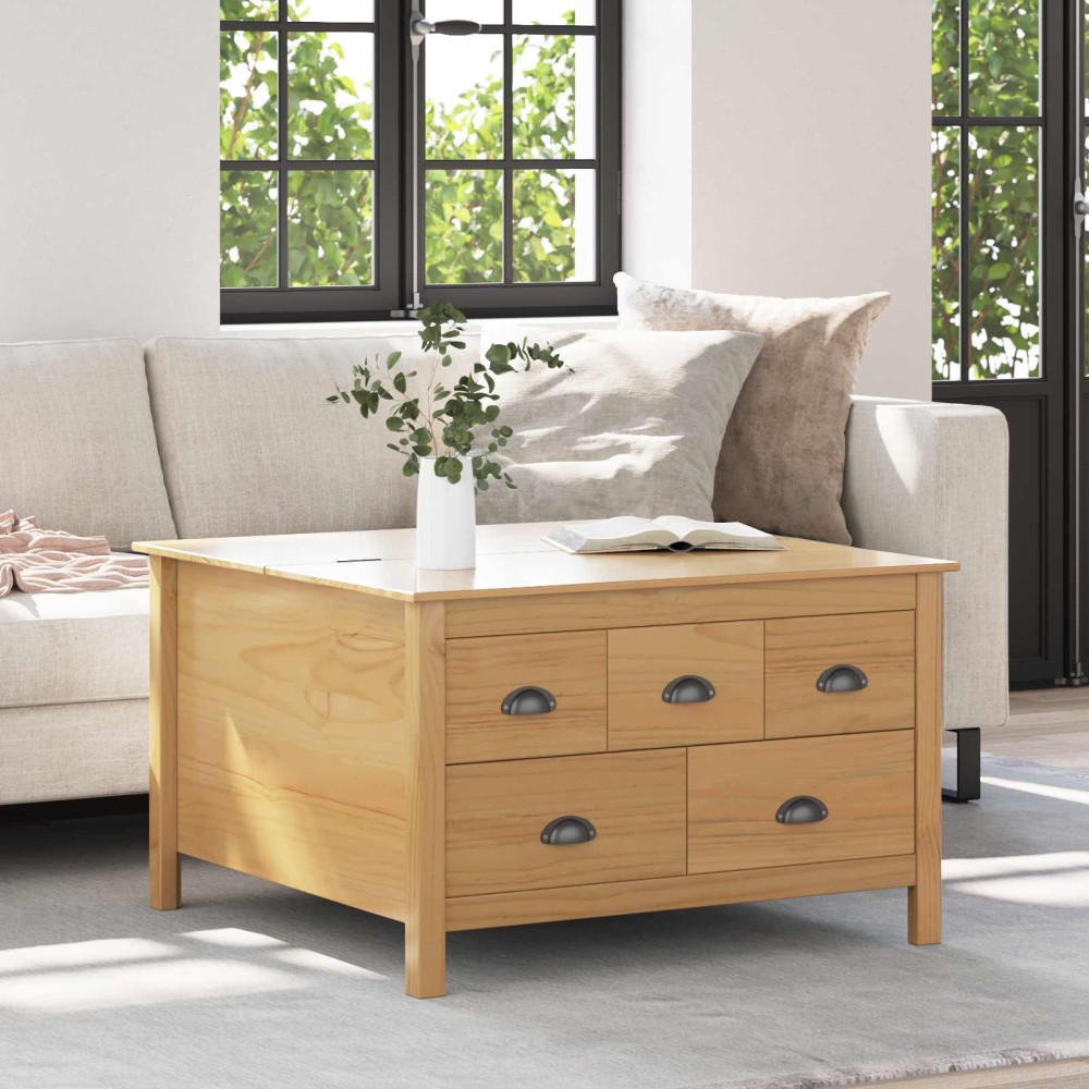 vidaXL Τραπεζάκι σαλονιού HILL Μέλι Καφέ 79.5 x 79.5 x 49 εκ.