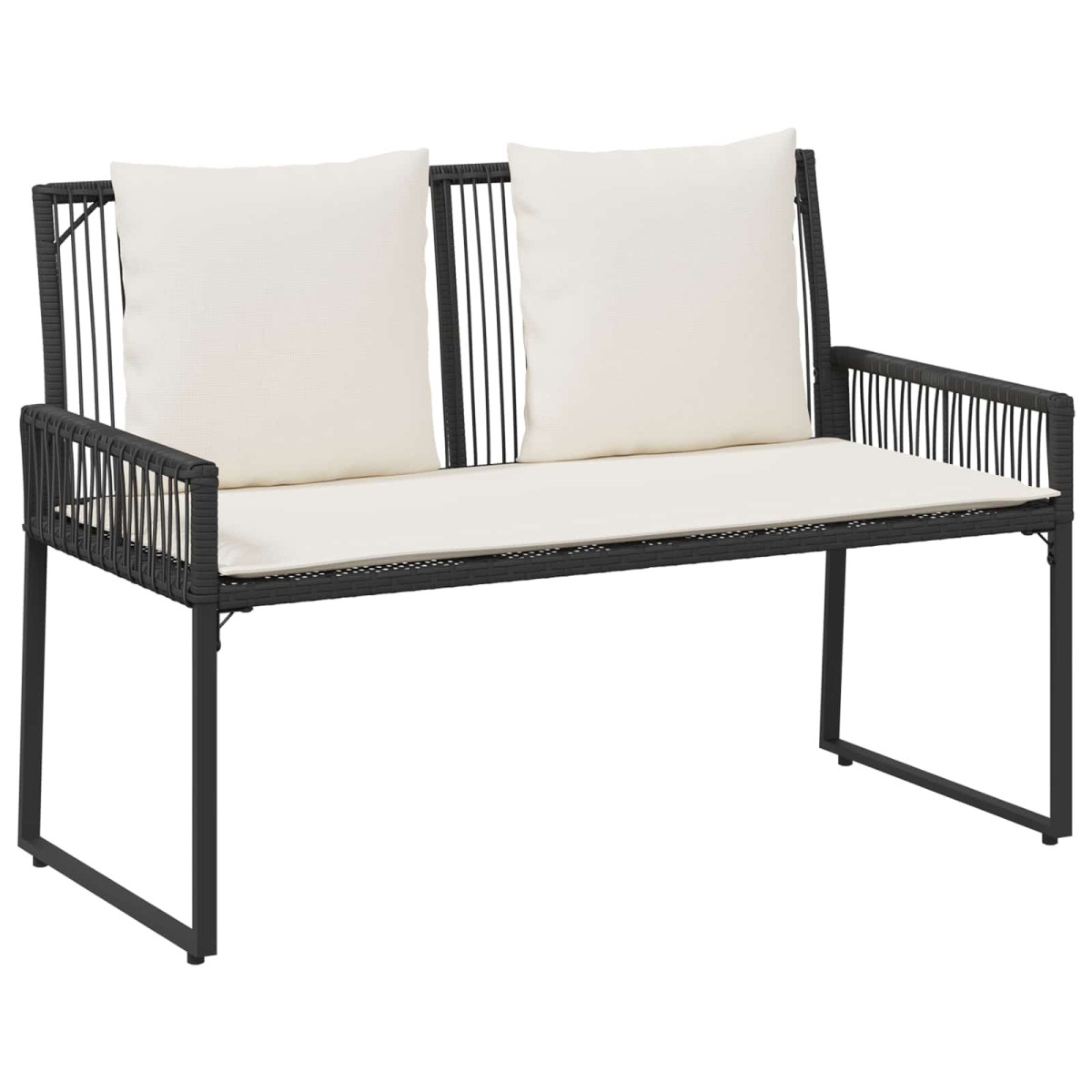 vidaXL Σετ Εξωτερικών Επίπλων με μαξιλάρι 4 pcs Μαύρο και Κρεμ Λευκό