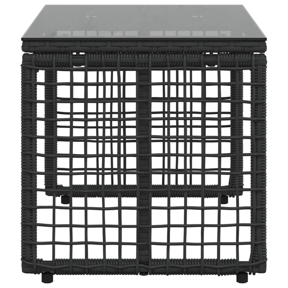 vidaXL Εξωτερικό Τραπέζι Μαύρο 80 x 40 x 40 cm PE Rattan και Γυαλί