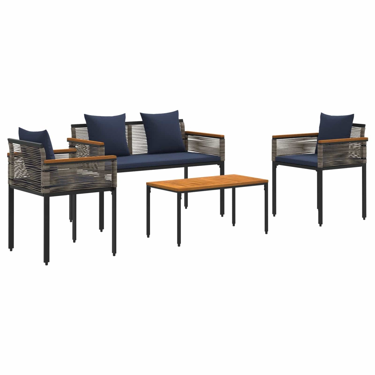 vidaXL Σετ Εξωτερικών Επίπλων Γκρι και Navy Blue συνθετικό ρατάν