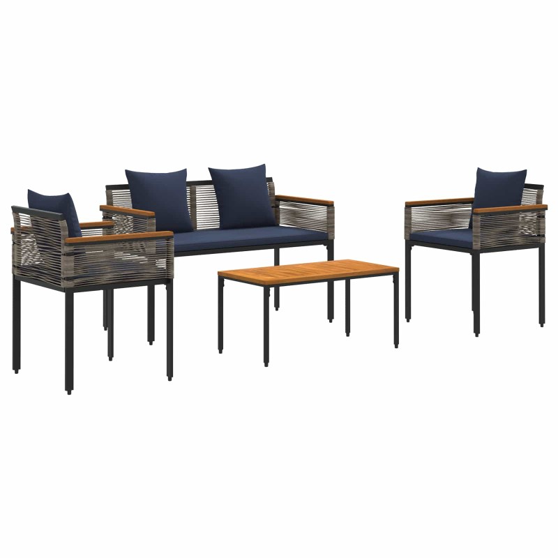 vidaXL Σετ Εξωτερικών Επίπλων Γκρι και Navy Blue συνθετικό ρατάν