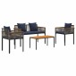 vidaXL Σετ Εξωτερικών Επίπλων Γκρι και Navy Blue συνθετικό ρατάν