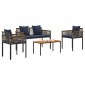 vidaXL Σετ Εξωτερικών Επίπλων Γκρι και Navy Blue συνθετικό ρατάν