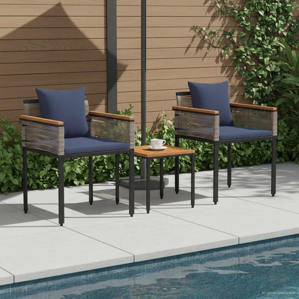 vidaXL Σετ Εξωτερικών Επίπλων Γκρι και Navy Blue συνθετικό ρατάν