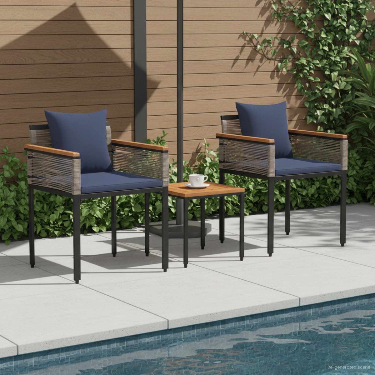 vidaXL Σετ Εξωτερικών Επίπλων Γκρι και Navy Blue συνθετικό ρατάν