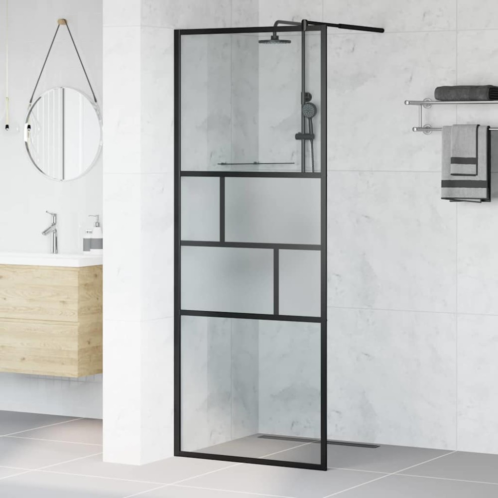 vidaXL Τοίχος Ντους Walk-in Μαύρο 80 x 195 x 0.5 εκ.