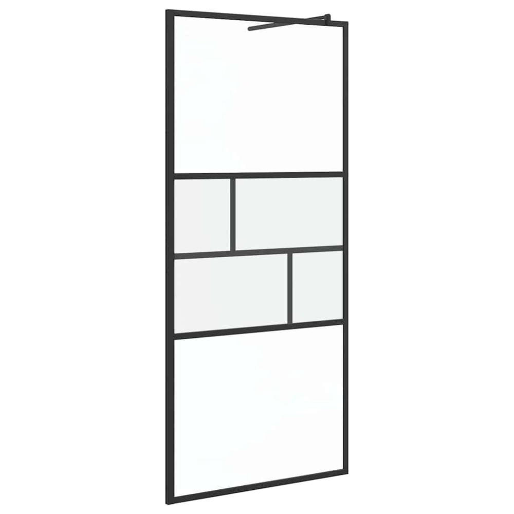 vidaXL Τοίχος Ντους Walk-in Μαύρο 90 x 195 x 0,5 εκ.