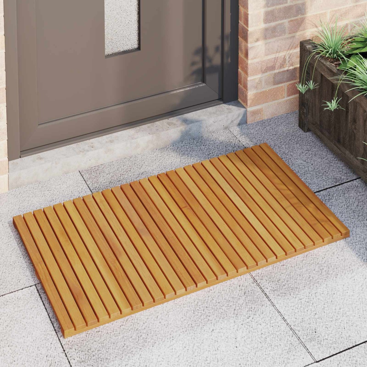 vidaXL Πατάκι μπάνιου Μονόχρωμο Καφέ 100 x 55 cm Στερεό Ξύλο Ακακίας