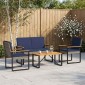 vidaXL Σετ Εξωτερικών Επίπλων 4 τμχ. Γκρι και Navy Blue