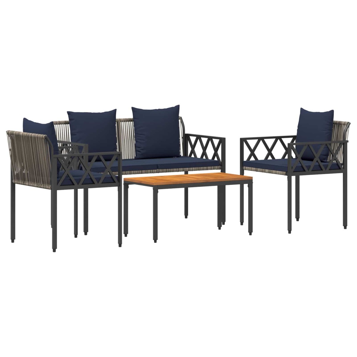 vidaXL Σετ Εξωτερικών Επίπλων 4 τμχ. Γκρι και Navy Blue