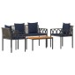 vidaXL Σετ Εξωτερικών Επίπλων 4 τμχ. Γκρι και Navy Blue