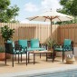 vidaXL Σετ Εξωτερικών Επίπλων 4 pcs Μαύρο και Τυρκουάζ συνθετικό ρατάν