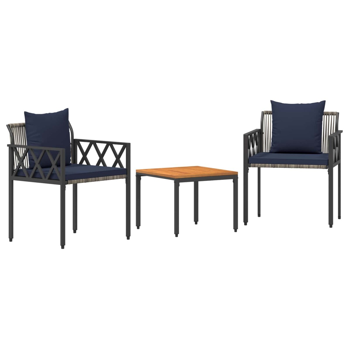 vidaXL Σετ Εξωτερικών Επίπλων 3 τμχ. Γκρι και Navy Blue