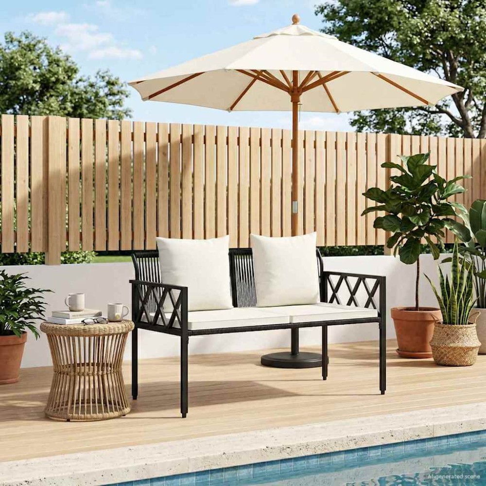vidaXL Εξωτερικά παγκάκια 2 -Seater 116 x 56 x 75 εκ. συνθετικό ρατάν