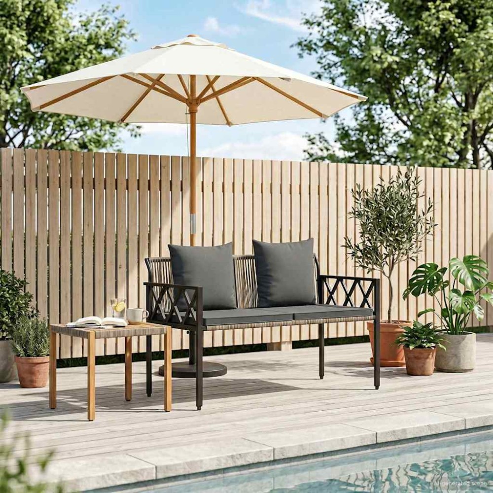 vidaXL Εξωτερικά παγκάκια 2 -Seater 116 x 56 x 75 εκ. συνθετικό ρατάν