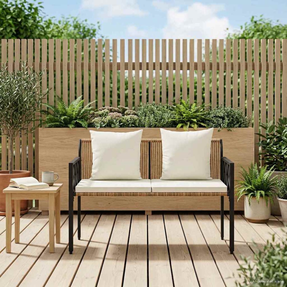 vidaXL Εξωτερικά παγκάκια 2 -Seater 116 x 56 x 75 εκ. συνθετικό ρατάν