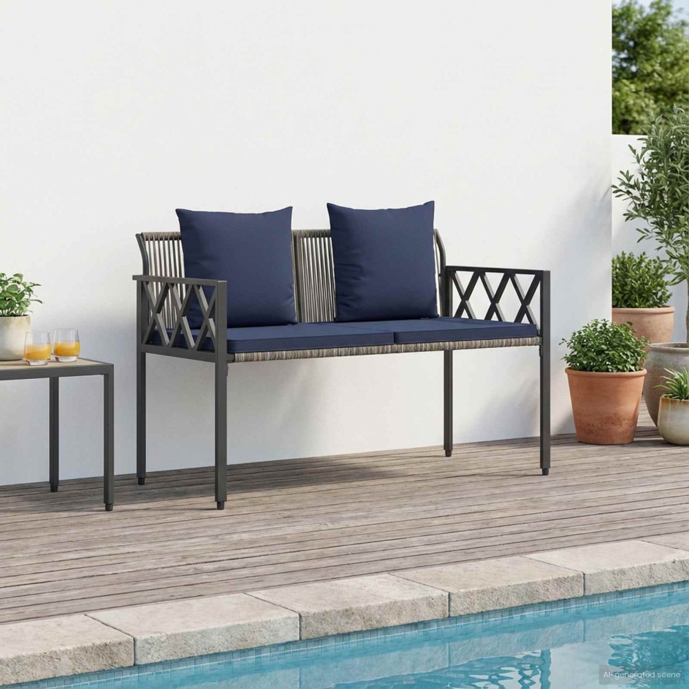 vidaXL Εξωτερικά παγκάκια 2 -Seater 116 x 56 x 75 εκ. συνθετικό ρατάν
