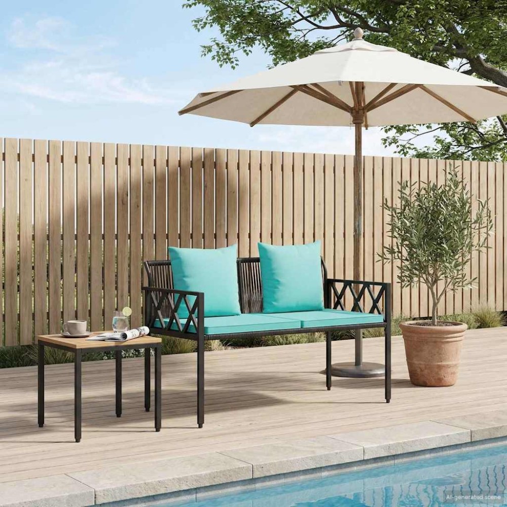 vidaXL Εξωτερικά παγκάκια 2 -Seater 116 x 56 x 75 εκ. συνθετικό ρατάν