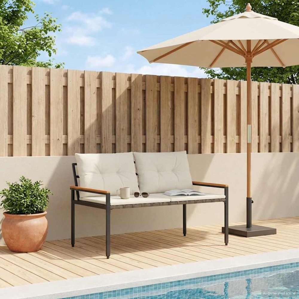vidaXL Εξωτερικός πάγκος 2 -Seater 116 x 67,5 x 72 εκ συνθετικό ρατάν